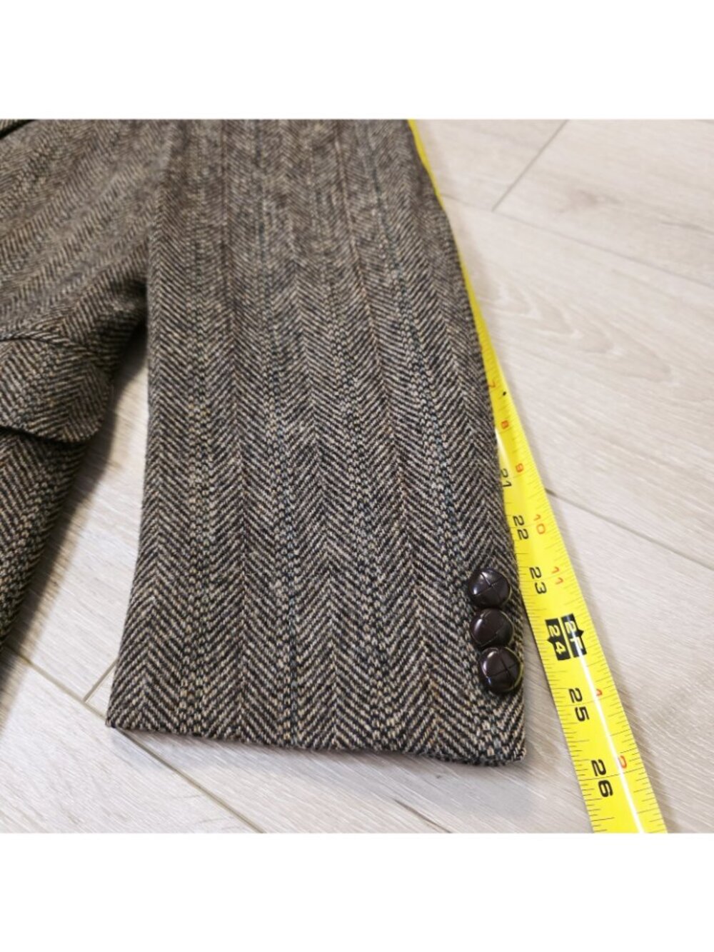 Vtg Deansgate Harris Tweed Style Blazer Jacket Mens Brown 39R Herringbone Wool - Picture 10 of 13